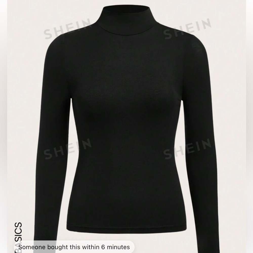 NWOT SHEIN Basics High Neck Fitted Long Sleeve T-Shirt